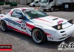 BridgeMoto Mazda RX7 race car side panel sponsor wrap Knoxville TN AZ Rag